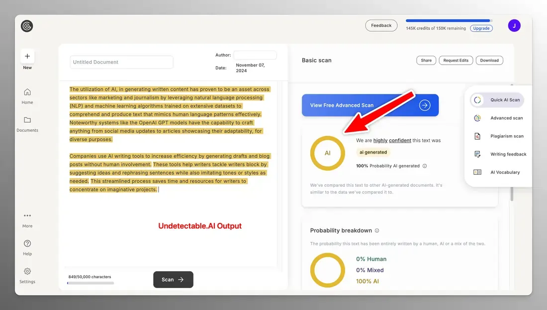 undetectable.ai GPTZero 100% AI